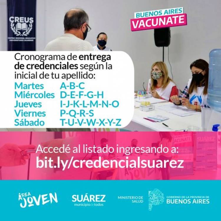 Nuevo listado de credenciales de personas que registran vacunación Covid-19