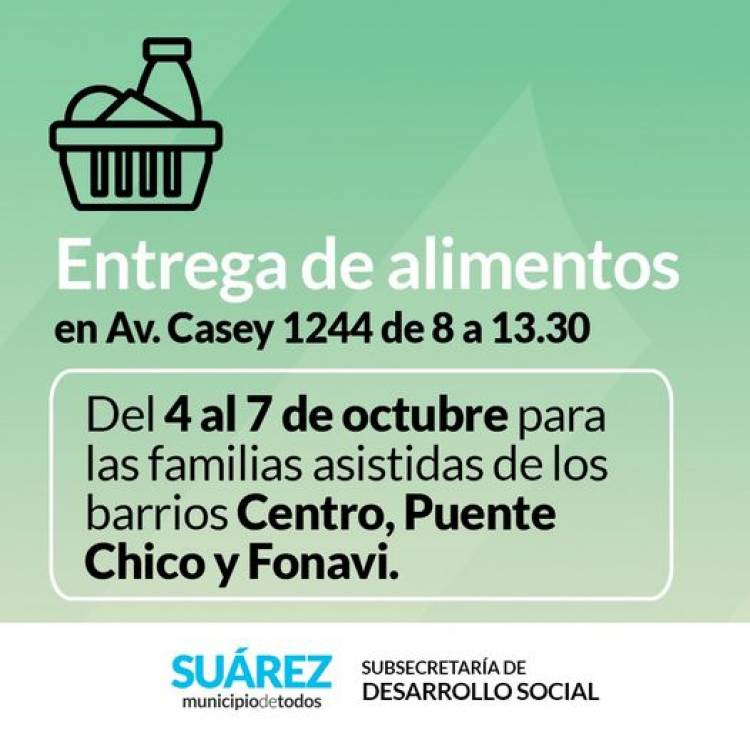 Desarrollo Social: Entrega de alimentos del mes de octubre