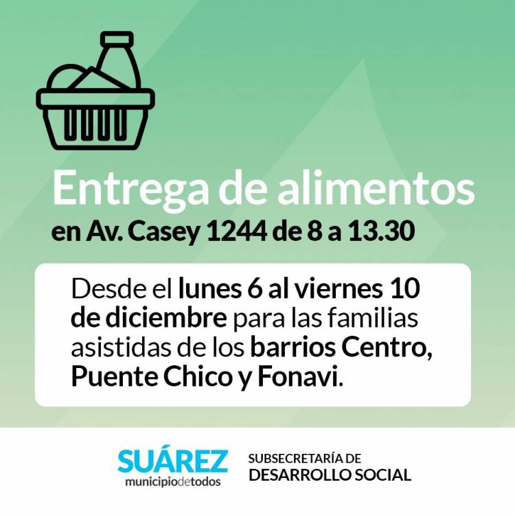 Entrega de alimentos del mes de diciembre