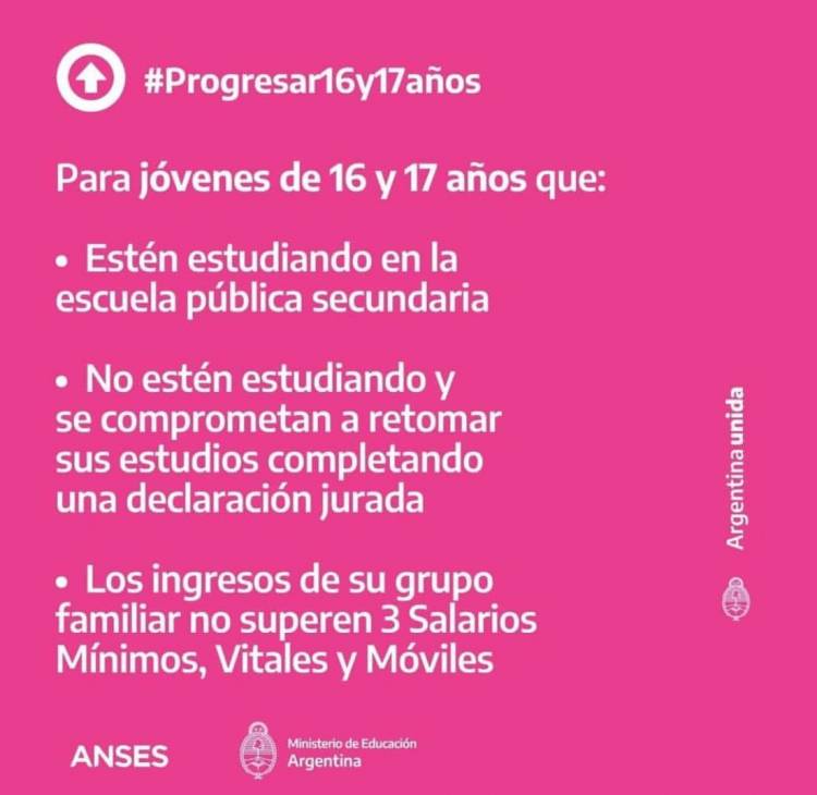 Becas Progresar para finalizar el secundario