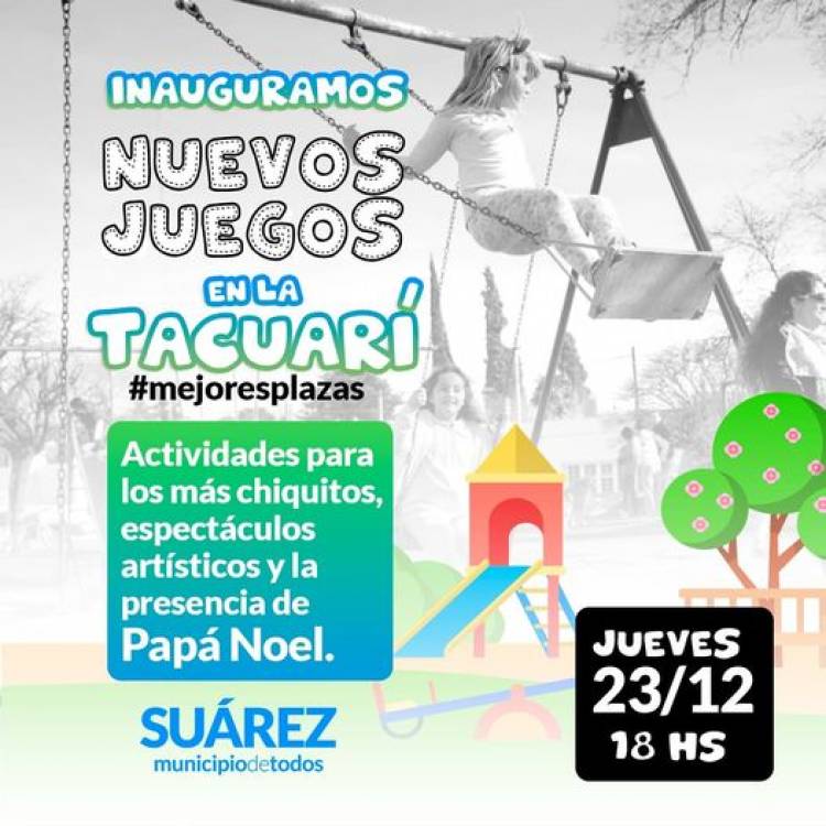 Papá Noel llega para inaugurar nuevos juegos en la Tacuarí