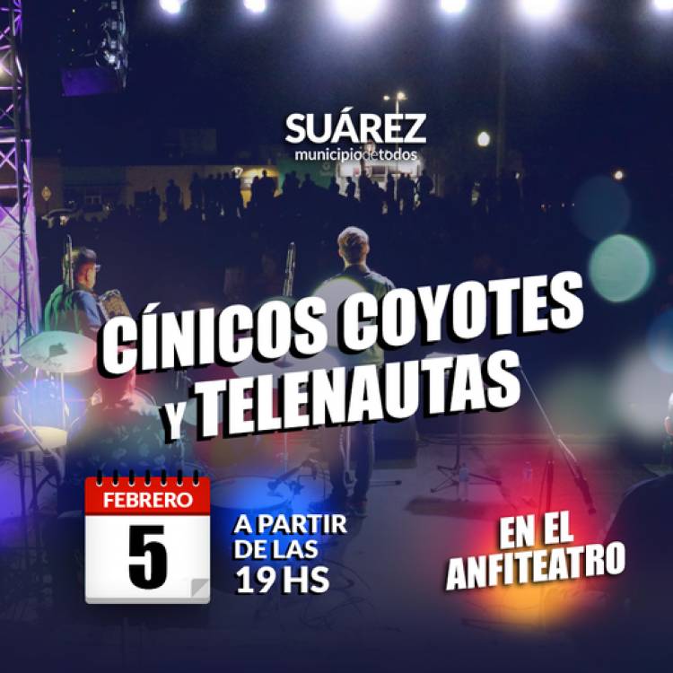 Cínicos Coyotes y Telenautas se presentan en el anfiteatro, este Sábado 5 de febrero