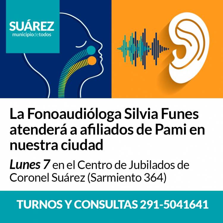 La Fonoaudióloga Silvia Funes atenderá a afiliados de Pami en nuestra ciudad
