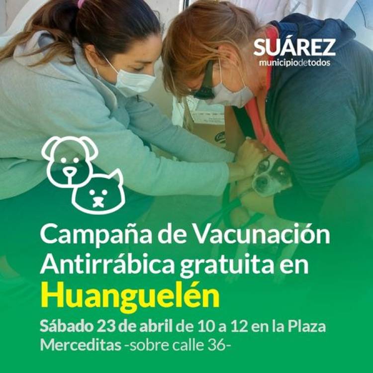 Campaña de vacunación antirrábica gratuita en Huanguelén