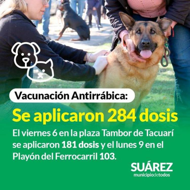 Campaña de Vacunación Antirrábica: se aplicaron 284 dosis