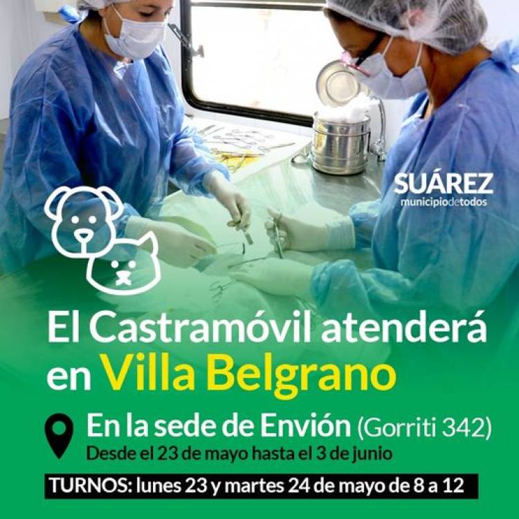 El Castramóvil estará en Villa Belgrano