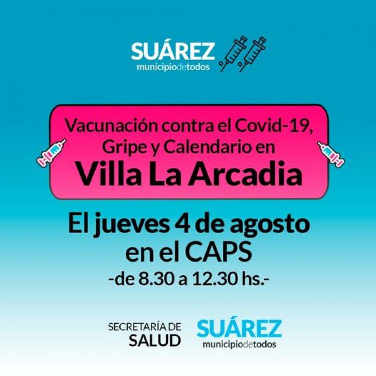 Vacunación COVID, gripe y calendario en Villa La Arcadia