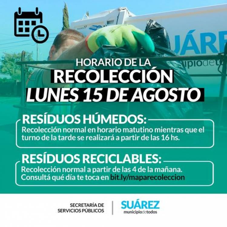 Horario de recolección de residuos Feriado Nacional