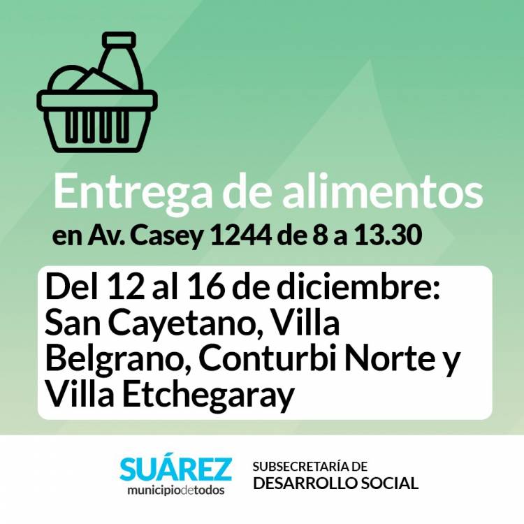 Entrega de alimentos del mes de Diciembre