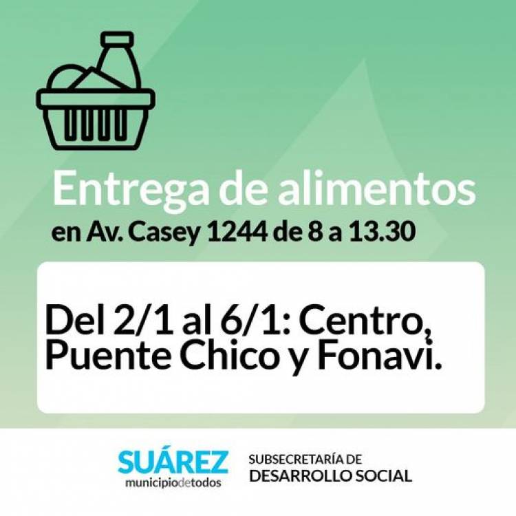 Entrega de alimentos del mes de Enero
