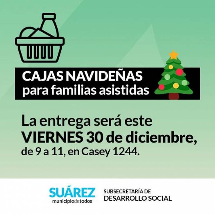 Cajas navideñas para familias asistidas