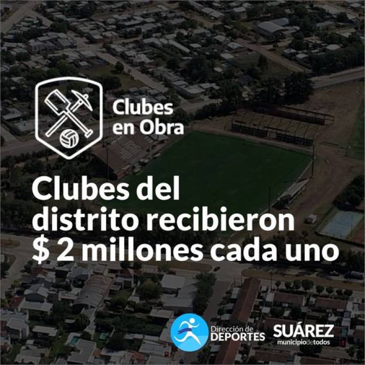 Clubes del distrito recibieron $2 millones “cada uno” en el marco del programa “clubes a la obra”