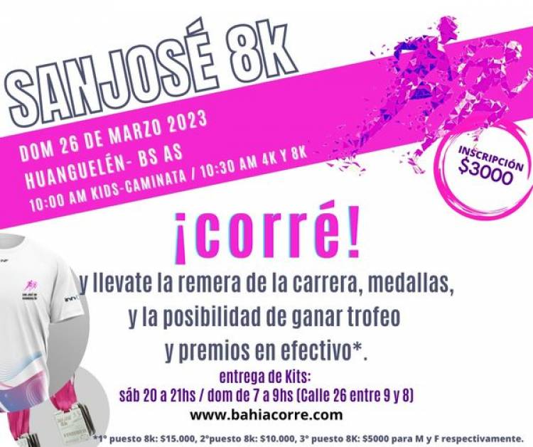 Huanguelén: carrera pedestre solidaria “San José 8k”