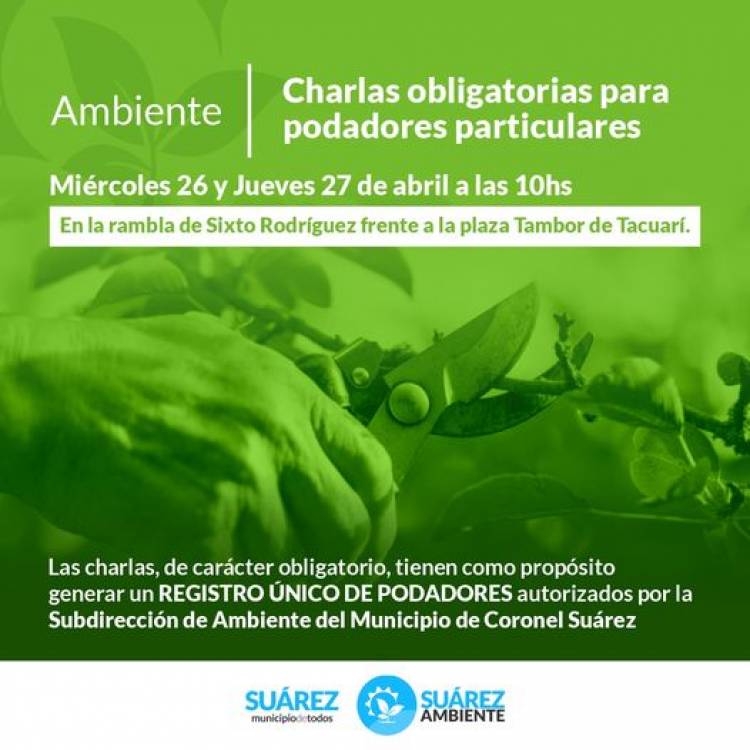Charlas obligatorias para podadores particulares