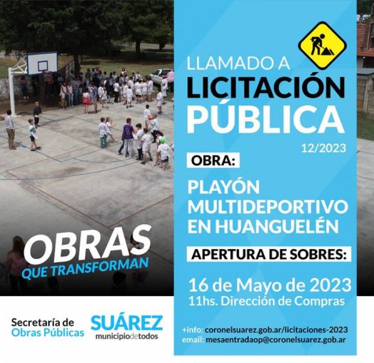 Licitacion Publica: “Playón Multideportivo Huanguelén”
