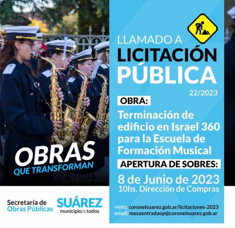 Licitación Pública: “Terminación de edificio en calle Israel Nº 360 para la Escuela de Formación Musical”