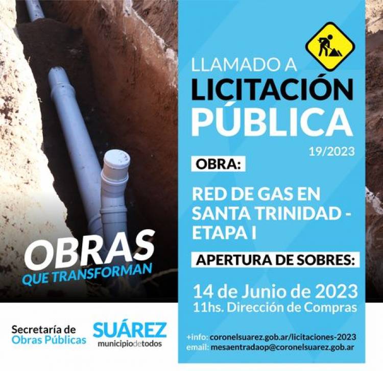 Licitación Pública: Red de Gas en Santa Trinidad–ETAPA I