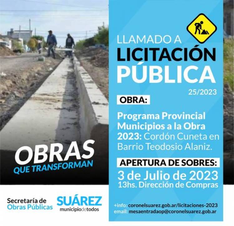 Licitacion Publica: "Cordón Cuneta en Barrio Teodosio Alaniz"