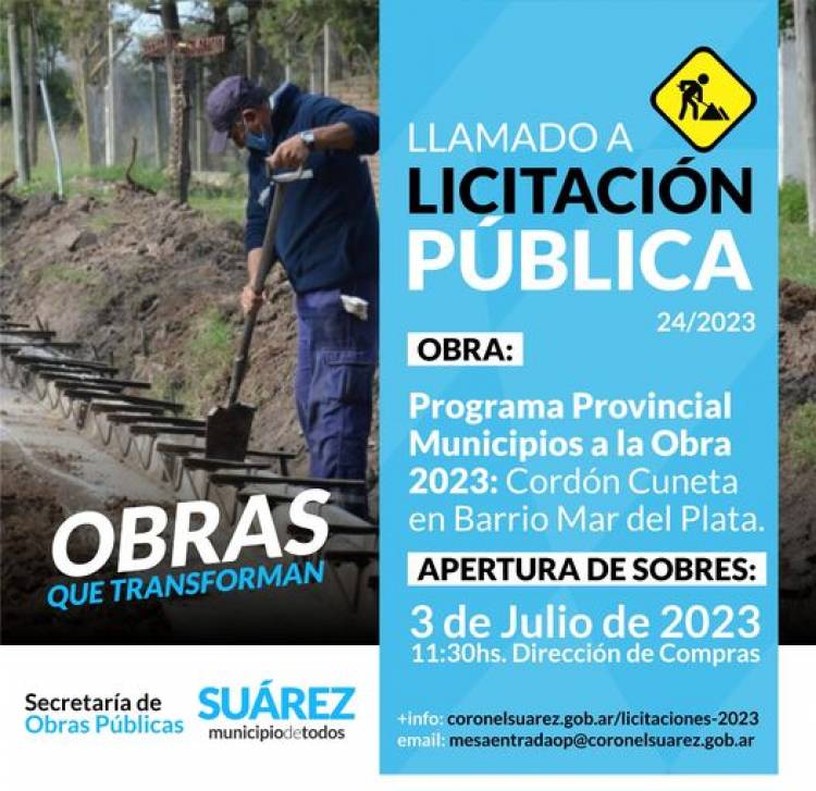 Licitacion Publica: "Cordón Cuneta en Barrio Mar del Plata"