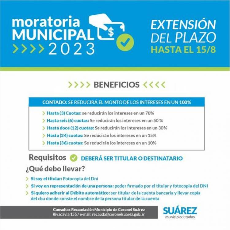 Se extiende el plazo de la moratoria municiapl 2023