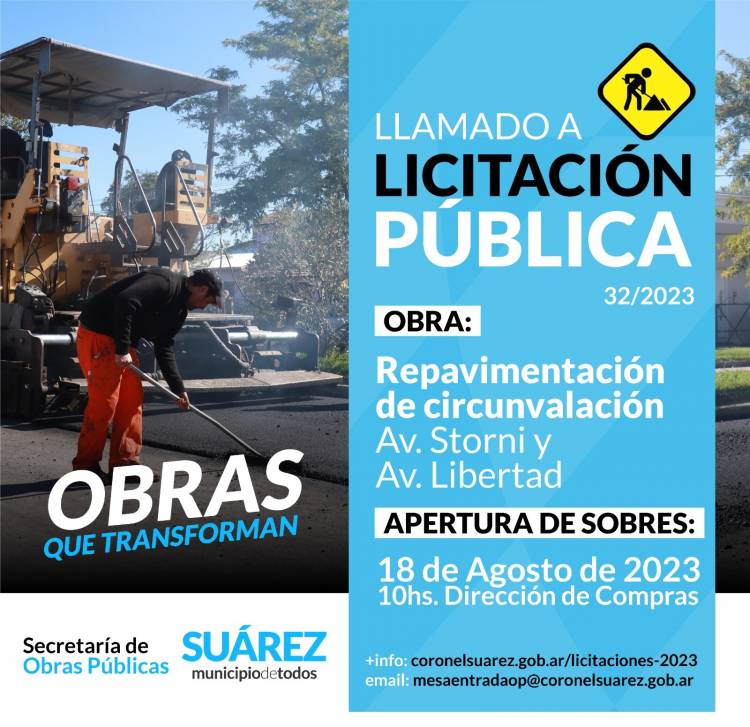 Licitación Pública: “Repavimentación de Circunvalación Av. Storni y Av. Libertad” 