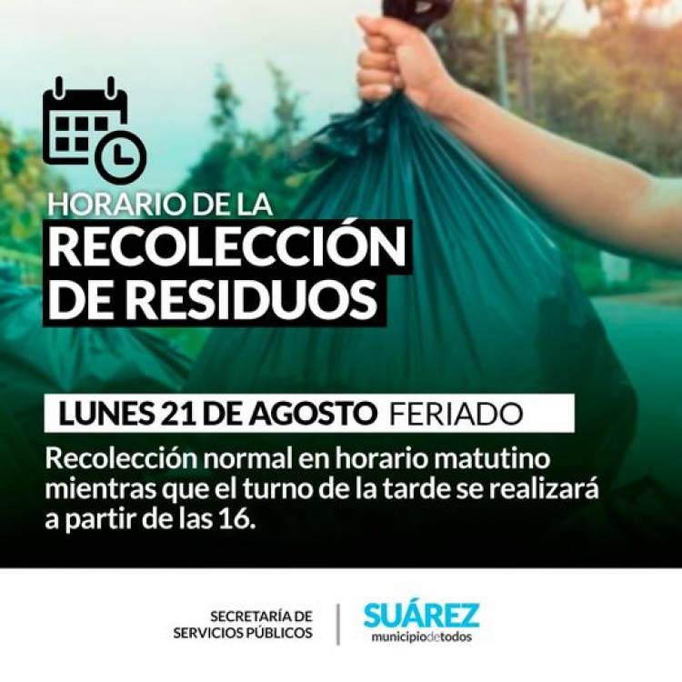 Feriado Nacional: horarios de recolección de residuos hoy
