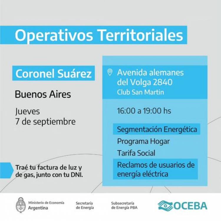 Hoy estarán presentes funcionarios del OCEBA  para asesorar sobre segmentación energética