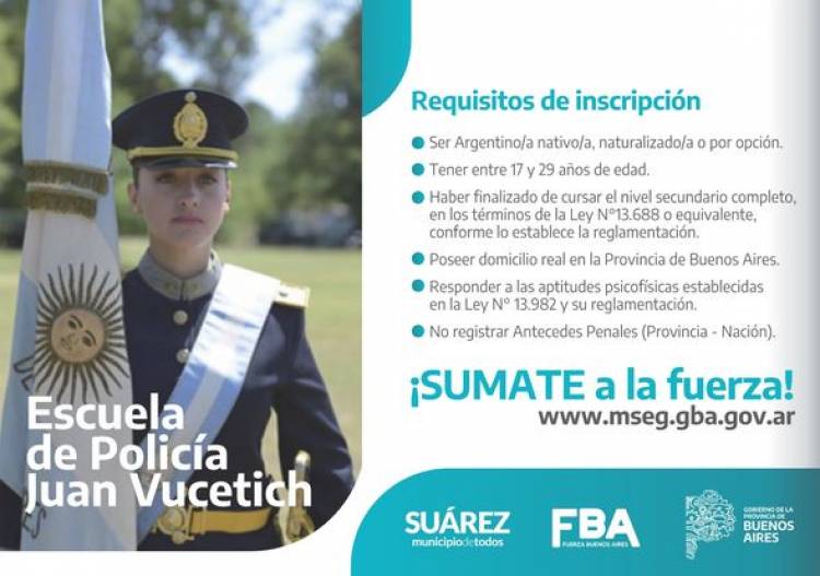 Abrieron las inscripciones de la Escuela de Policía Juan Vucetich 2024