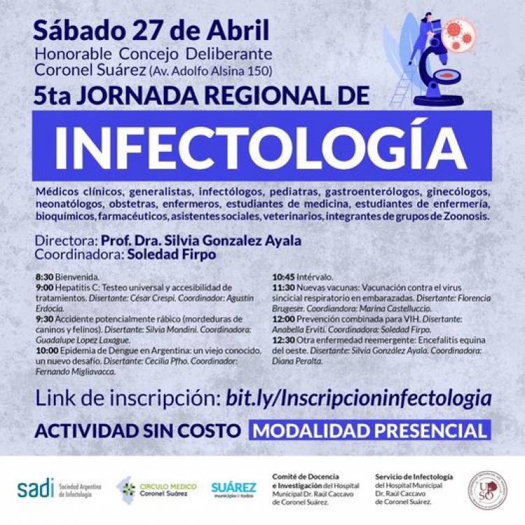 Se acerca la 5ta. Jornada Regional de Infectología
