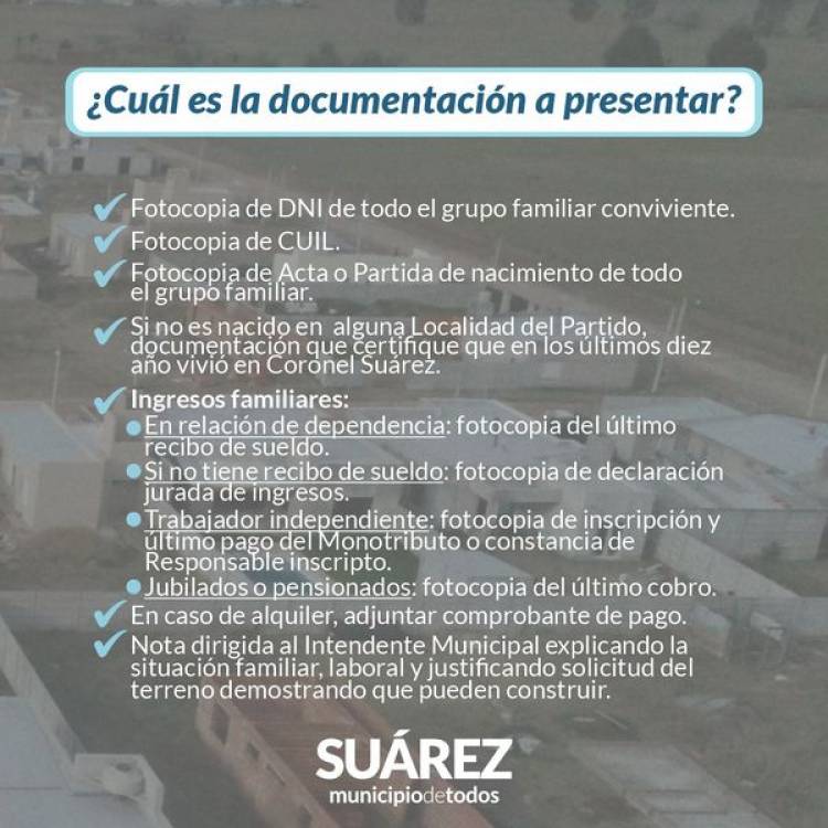 El Municipio sorteará 80 terrenos en Santa Trinidad