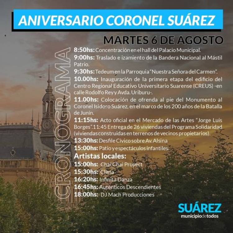 Coronel Suárez palpita su fiesta aniversario