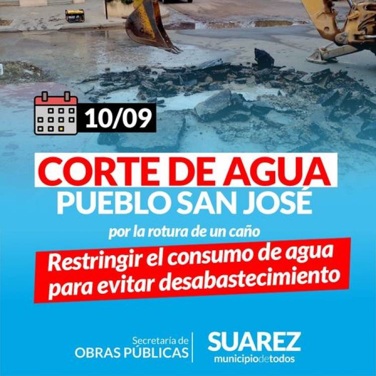 ATENCION CORTE DE AGUA EN SAN JOSÉ 
