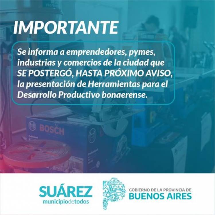 Se postergó la presentación de Herramientas para el Desarrollo Productivo bonaerense