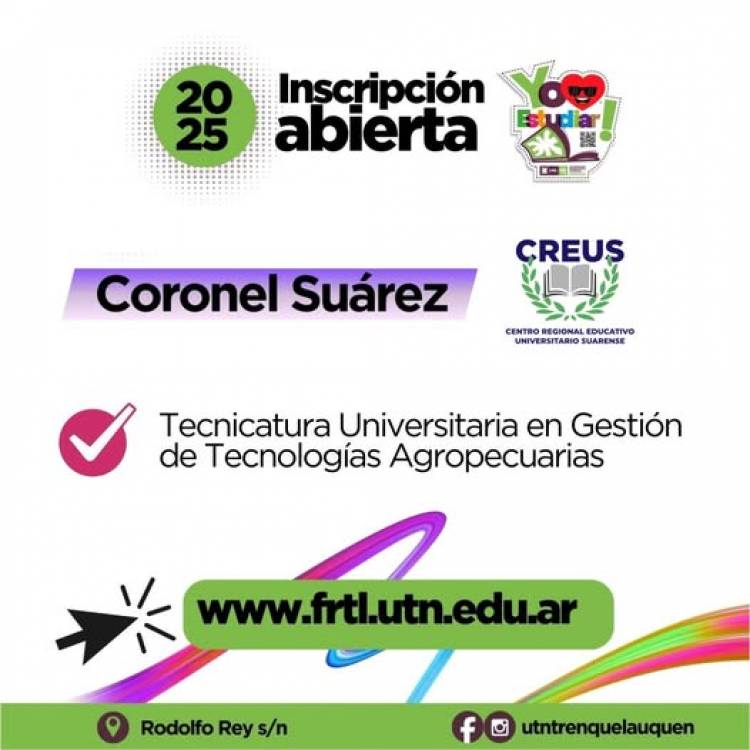  Inscripciones Abiertas para la Tecnicatura en Gestión de Tecnologías Agropecuarias