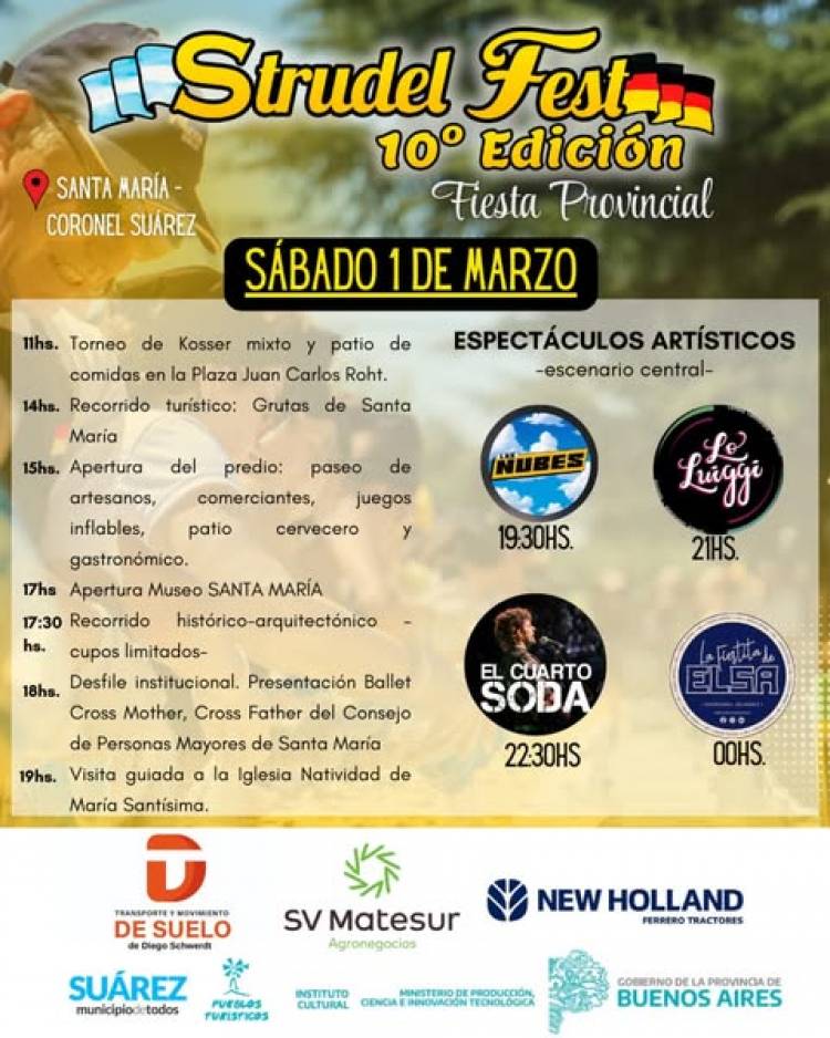La Strudel Fest ya tiene su grilla de espectáculos confirmada, y es ¡Imperdibleeee!