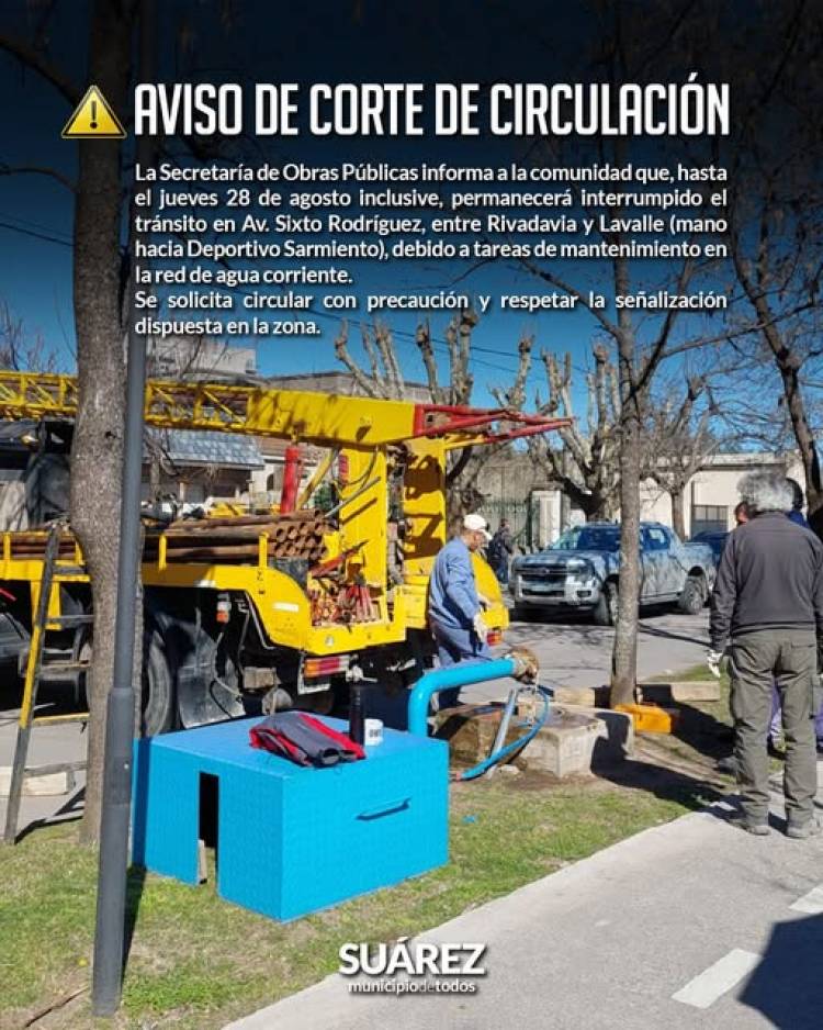Aviso de corte de tránsito