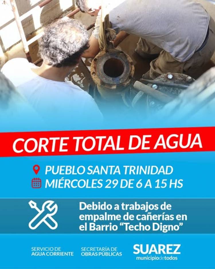 Aviso importante – Corte de agua en Santa Trinidad