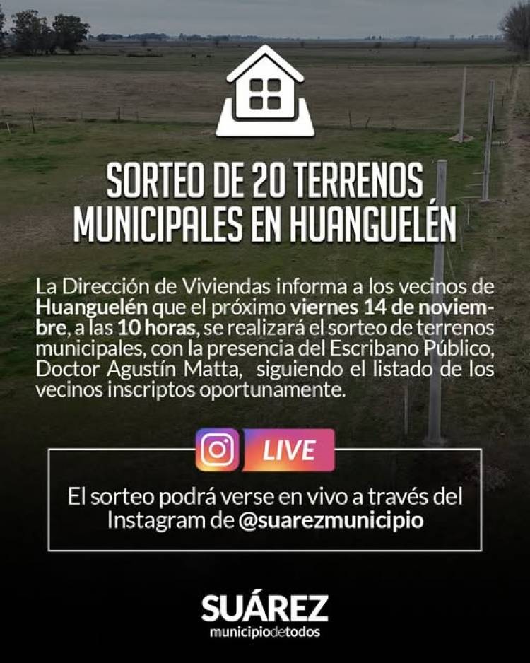 Sorteo de terrenos municipales en Huanguelén
