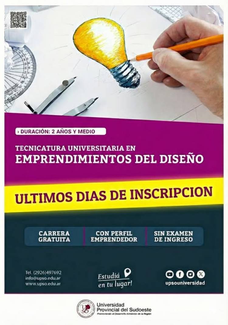 Últimos días para inscribirte en la Tecnicatura Universitaria en Emprendimientos del Diseño