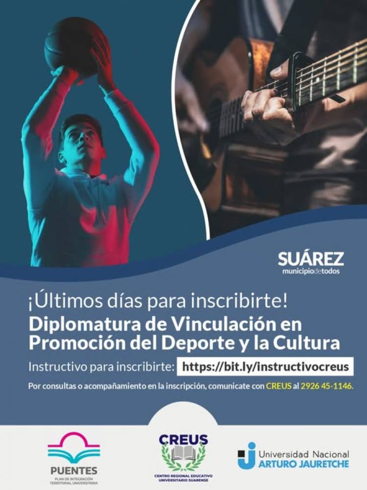 Últimos días para inscribirse a la Diplomatura en Gestión Cultural y Deportiva en CREUS