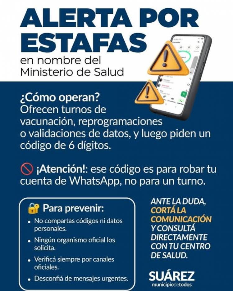  Alerta por estafas en nombre del Ministerio de Salud