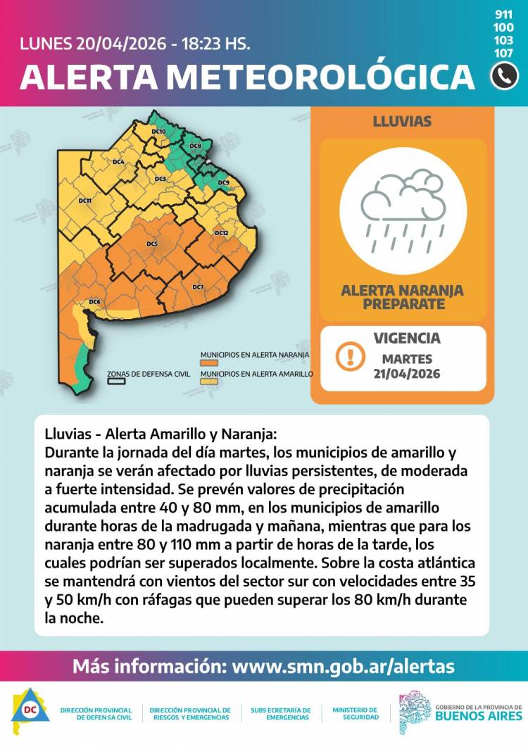 ALERTA NARANJA POR LLUVIAS