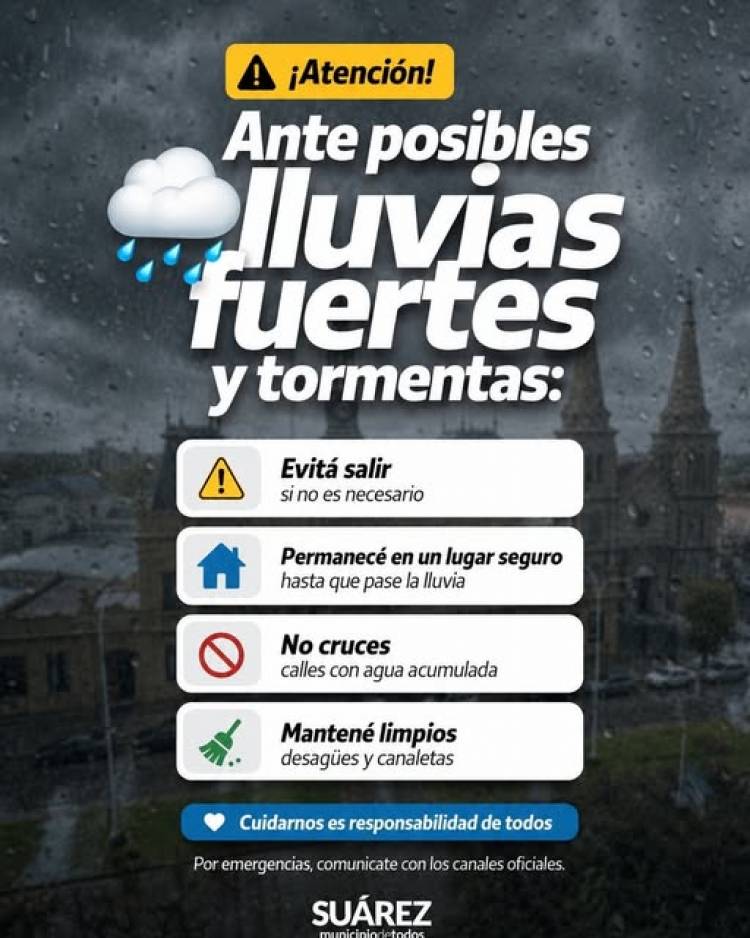 Atención ante posibles lluvias fuertes