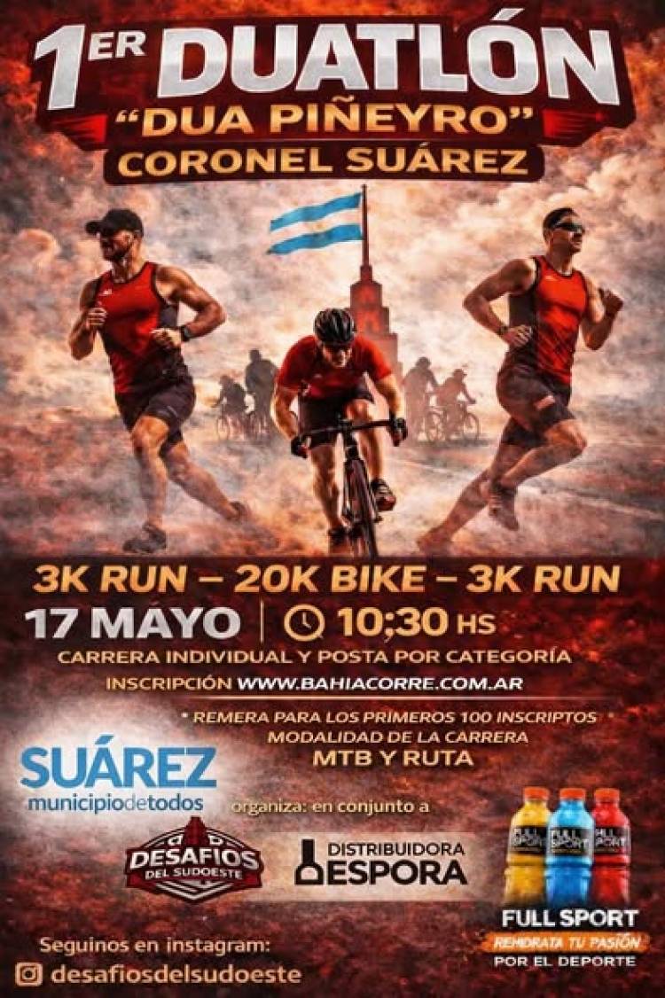 Más de 135 inscriptos para el 1°Duatlón Coronel Suárez – Piñeyro