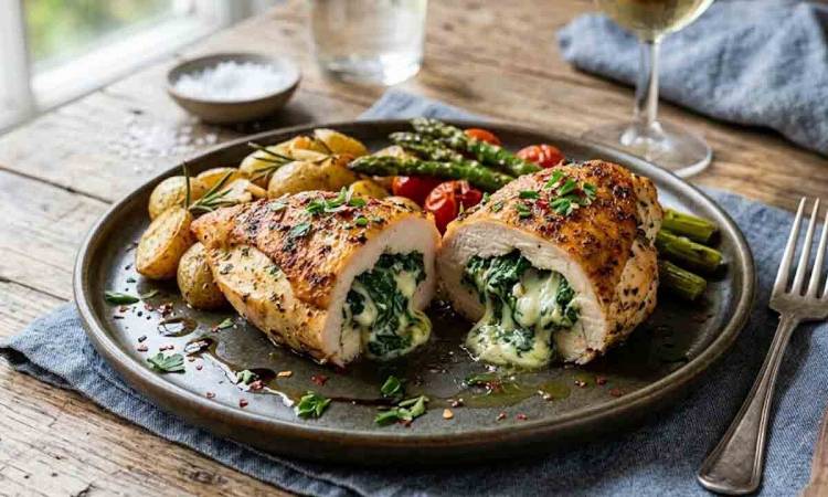 Pechuga rellena de espinaca y queso en sartén: opción fácil y rápida