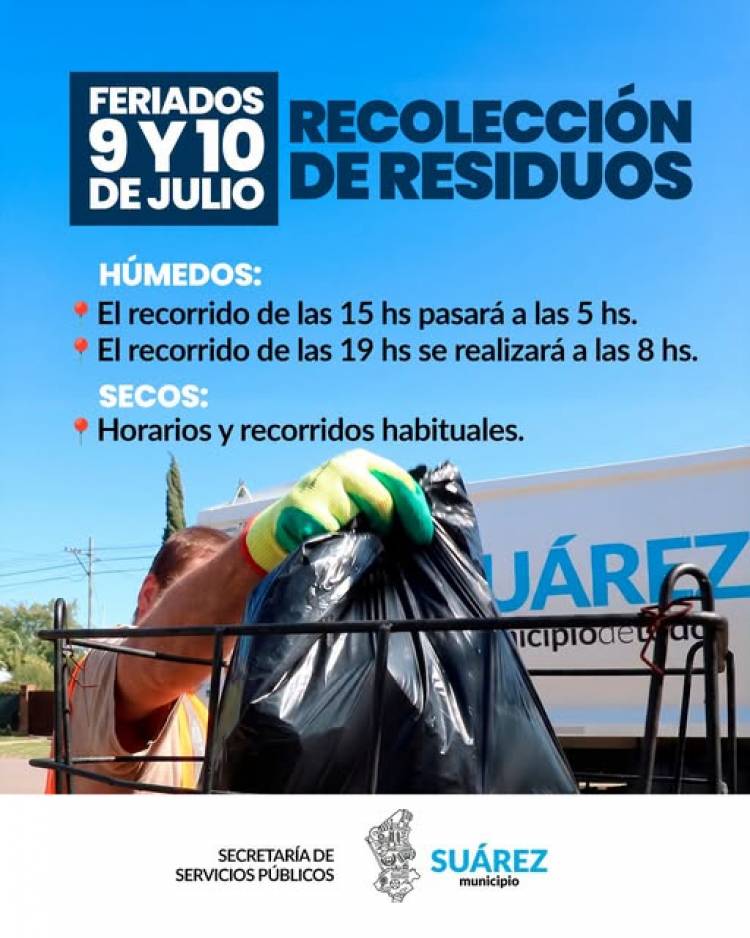 Horarios de la Recolección de Residuos Húmedos y Reciclables 