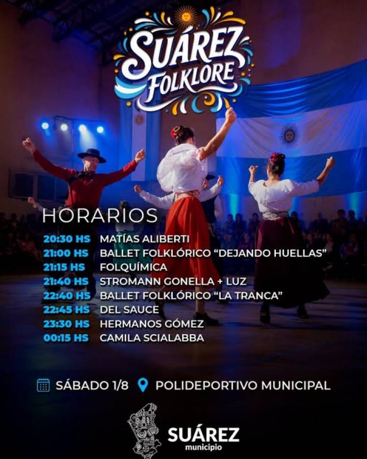 1° edición de Suárez Folklore: conocé el cronograma de la gran peña suarense