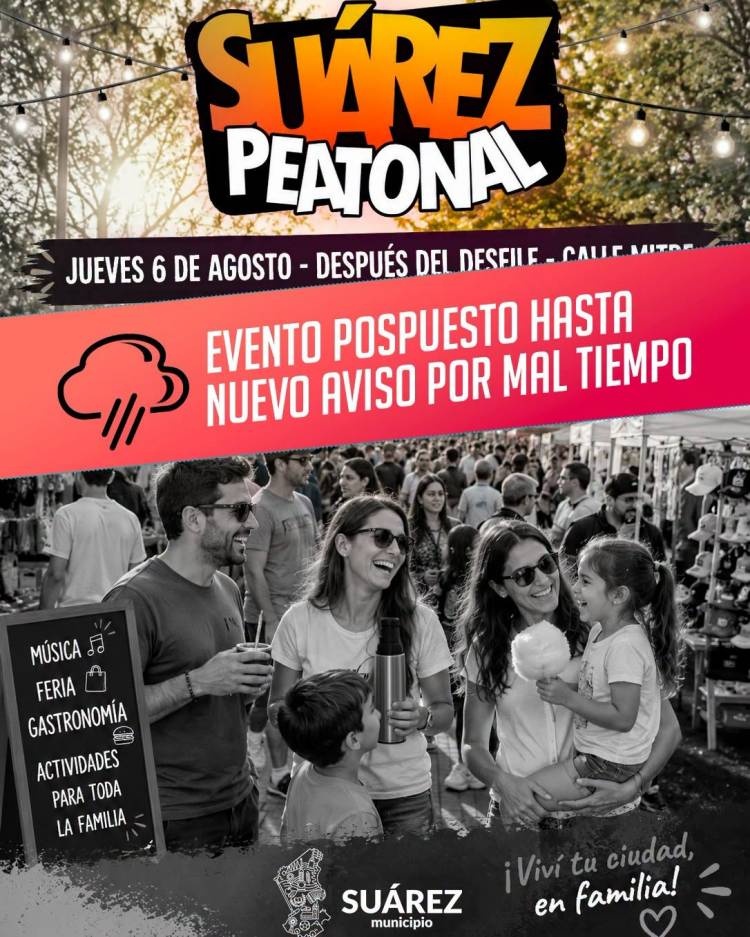 Se pospone la edición especial de Suárez Peatonal prevista para el 6 de agosto