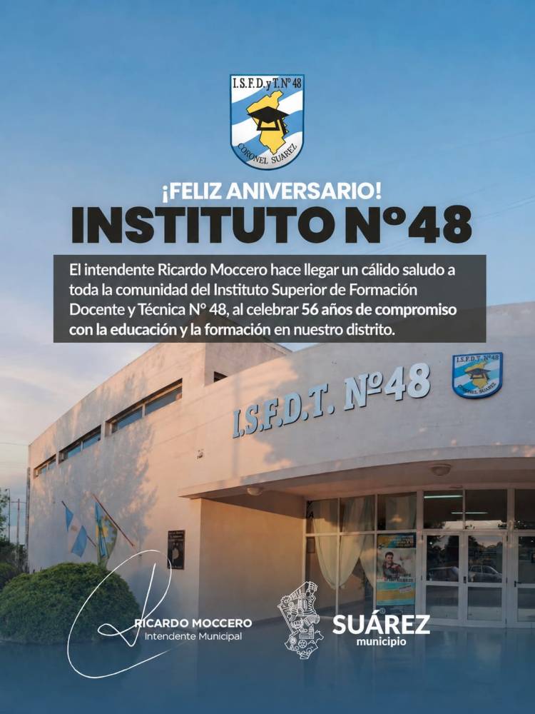 Cumple 56 años el Instituto Superior de Formación Docente y Técnica N° 48