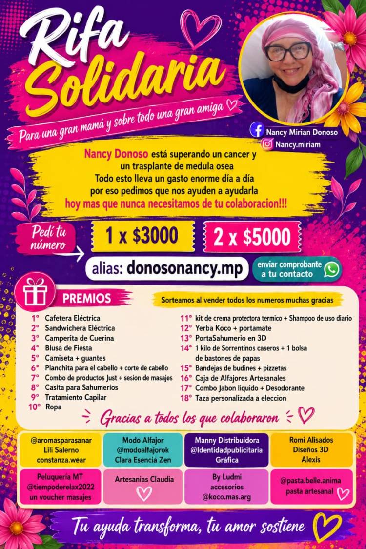 Emotiva Rifa Solidaria por nuestra gran amiga Nancy Donoso 